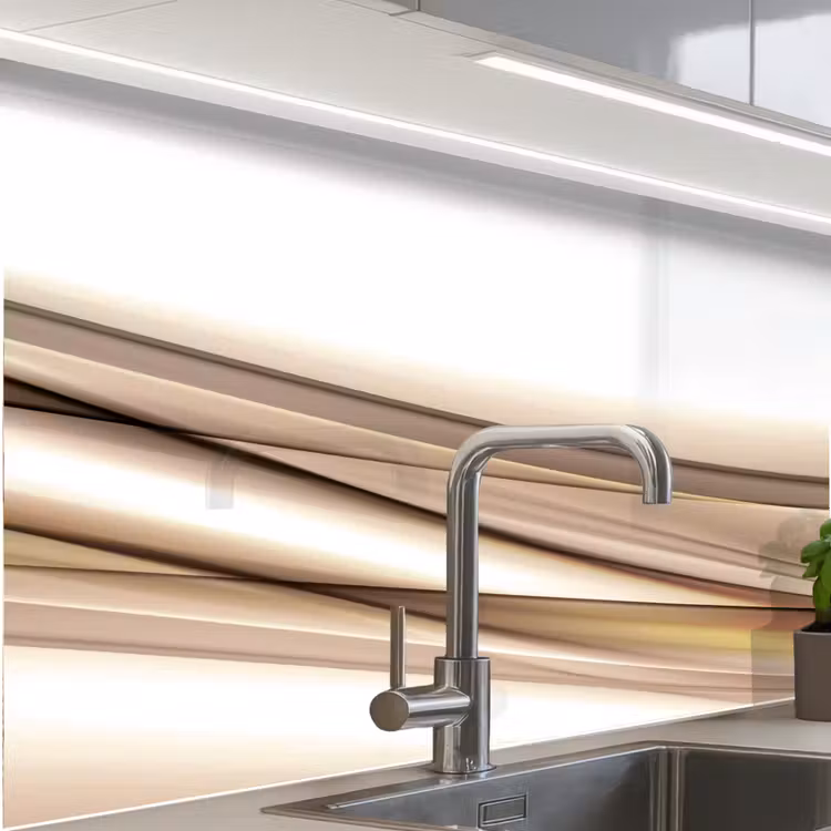 Crédence cuisine - Vagues - Abstrait - Taupe — 1