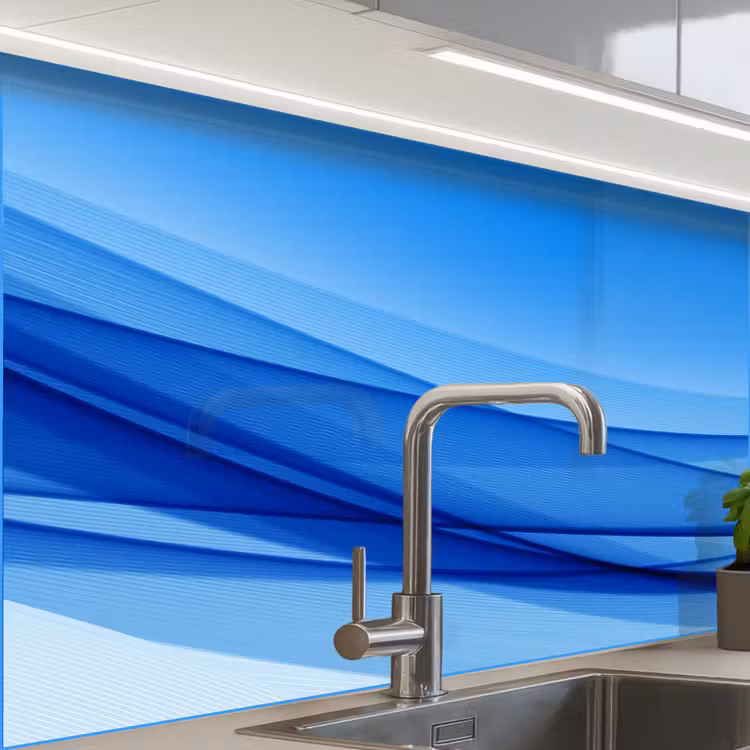 Crédence cuisine - Vagues - Lumineux - Bleu — 1
