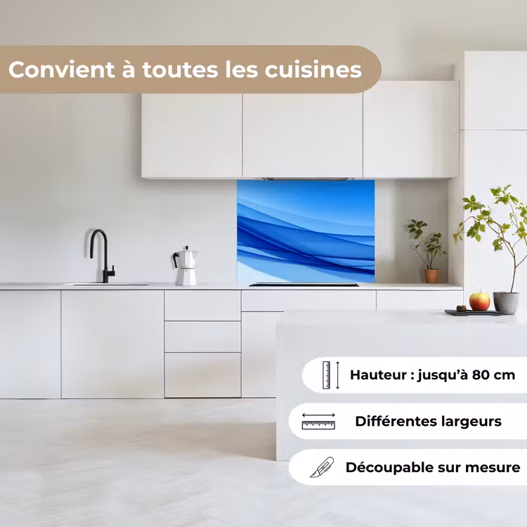 Crédence cuisine - Vagues - Lumineux - Bleu — 6