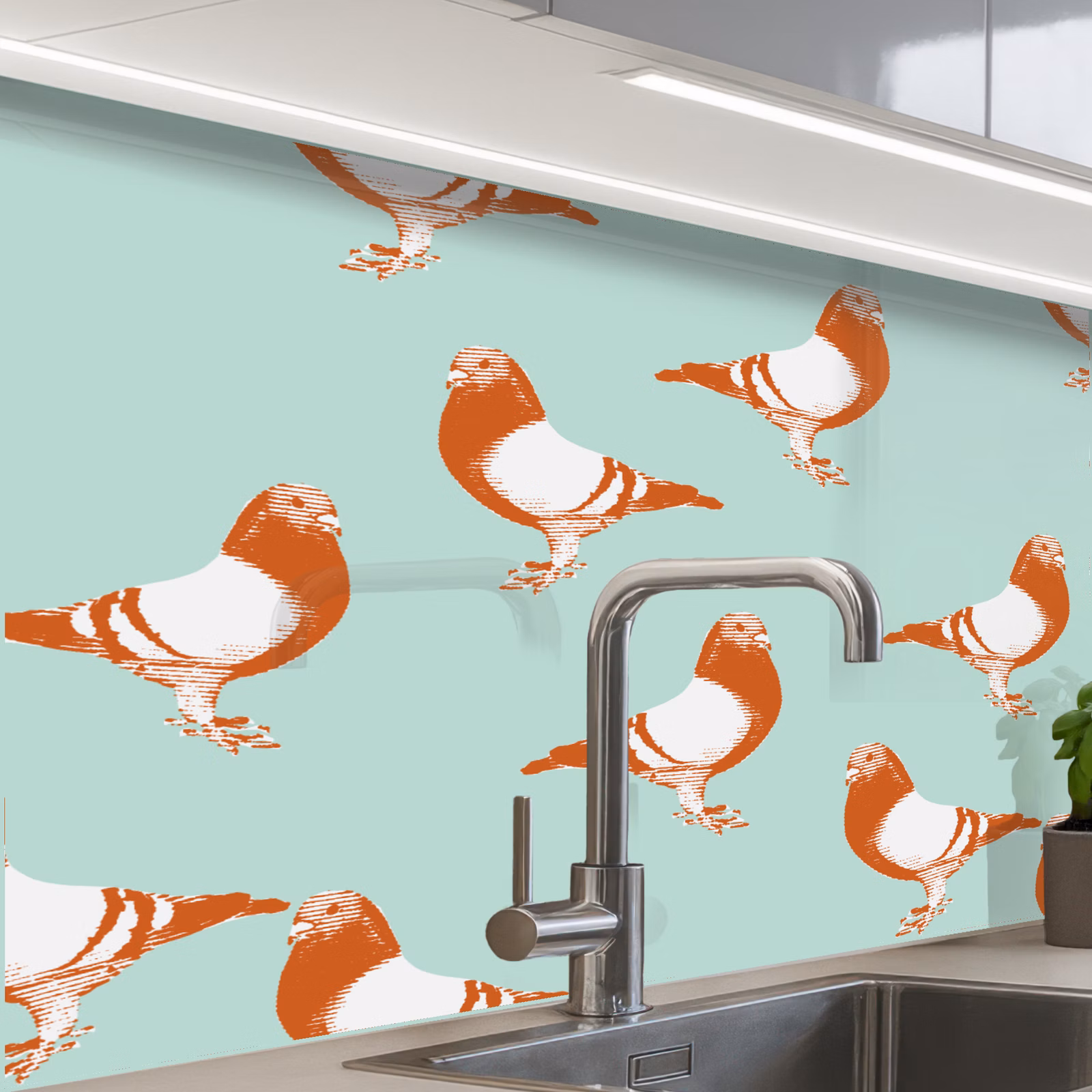 Crédence cuisine - Pigeon - Oiseau - Motif — 1