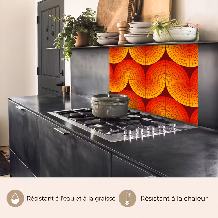 Crédence cuisine - Design - Rétro - Rouge - Abstrait — 4