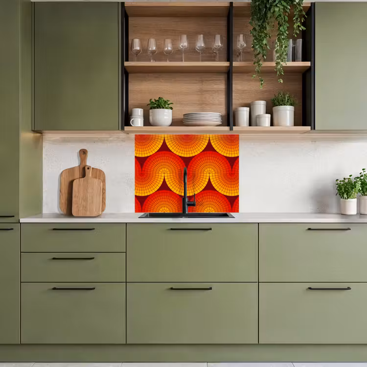 Crédence cuisine - Design - Rétro - Rouge - Abstrait — 7