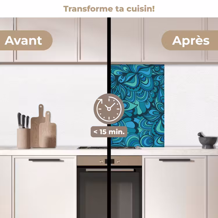 Crédence cuisine - Design - Vintage - Bleu - Turquoise — 2