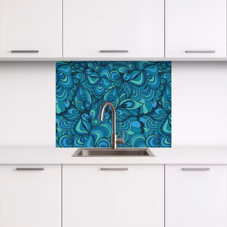 Crédence cuisine - Design - Vintage - Bleu - Turquoise — 3
