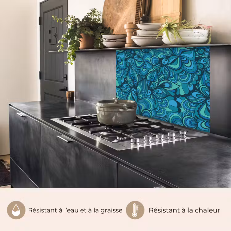 Crédence cuisine - Design - Vintage - Bleu - Turquoise — 4
