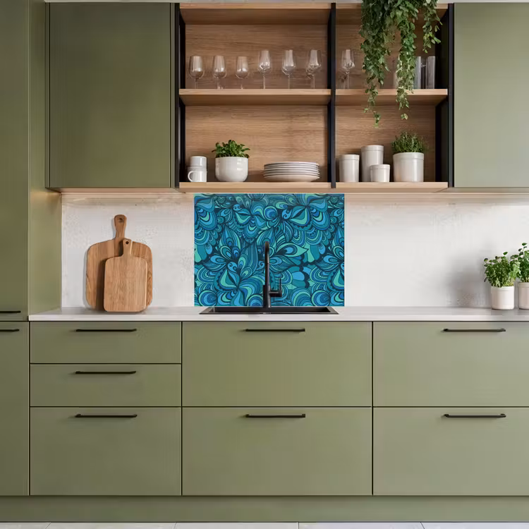 Crédence cuisine - Design - Vintage - Bleu - Turquoise — 7