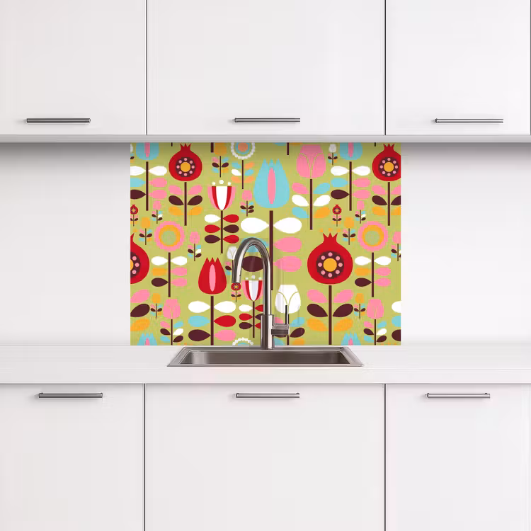 Crédence cuisine - Motifs - Fleurs - Couleurs — 3