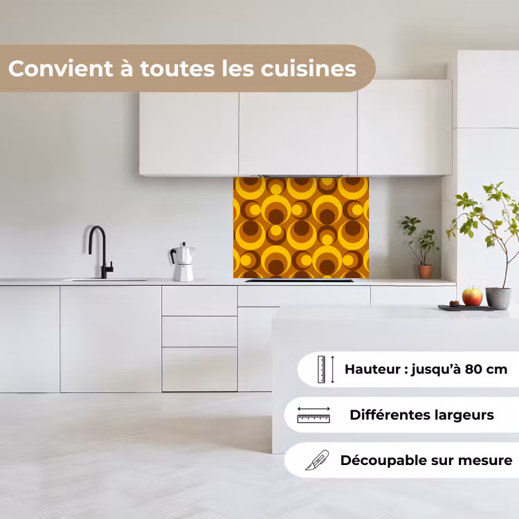 Crédence cuisine - Motifs - Rétro - Marron - Jaune — 6