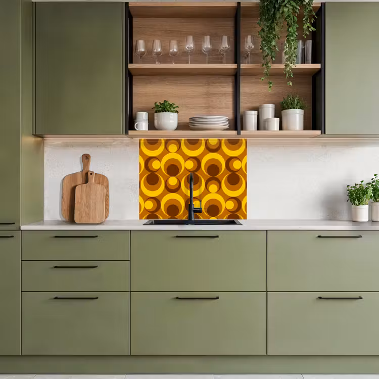 Crédence cuisine - Motifs - Rétro - Marron - Jaune — 7