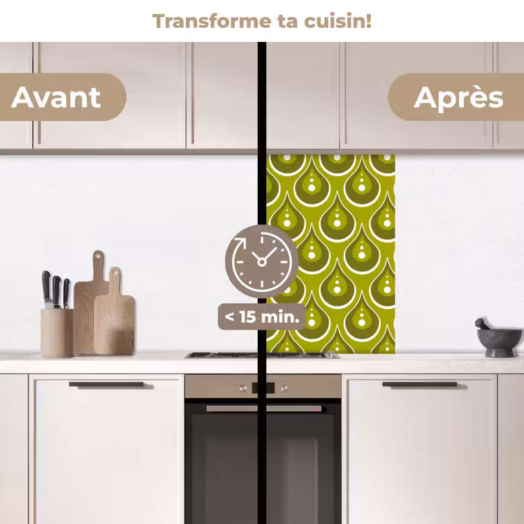 Crédence cuisine - Motifs - Rétro - Pluie - Goutte - Vert — 2