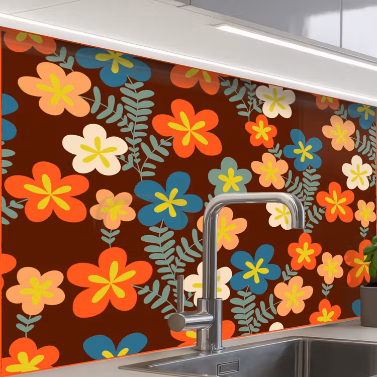 Crédence cuisine - Retro - Motifs - Fleurs - 1970 — 1