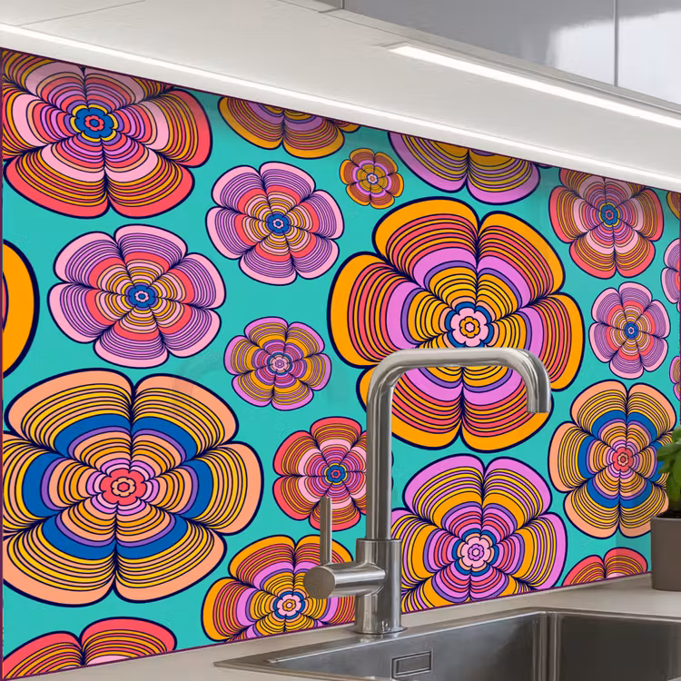 Crédence cuisine - Design - Flower Power - Couleurs — 1