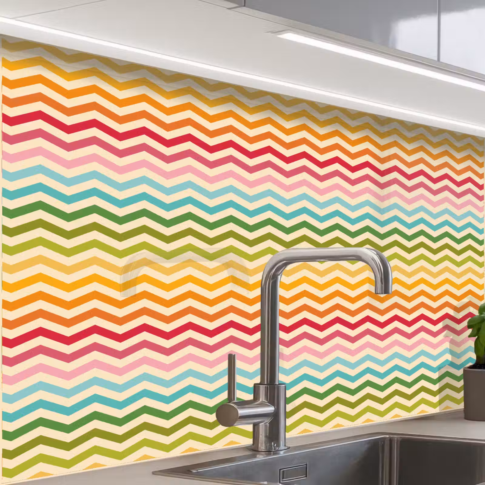 Crédence cuisine - Motif - Arc-en-ciel - Rétro — 1