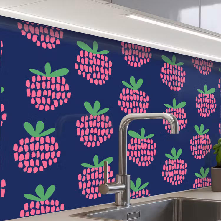 Crédence cuisine - Motif - Framboise - Rétro — 1