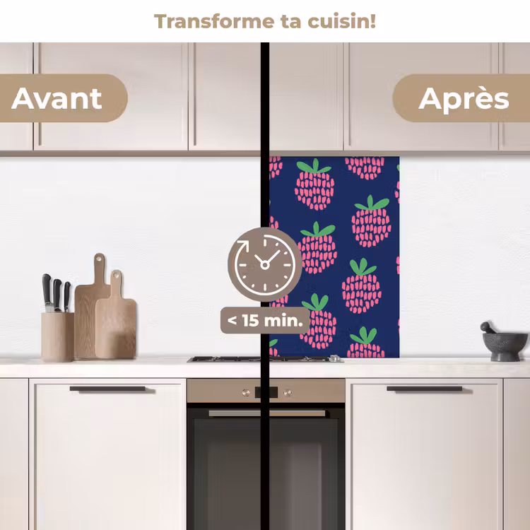 Crédence cuisine - Motif - Framboise - Rétro — 2