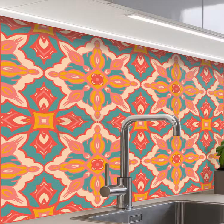Crédence cuisine - Motif - Hippie - Orange — 1