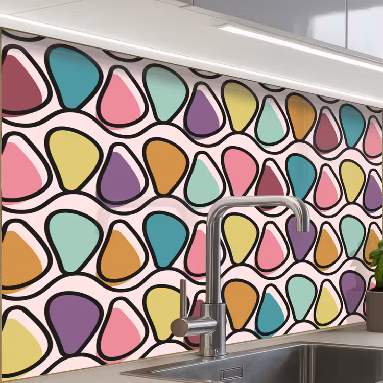 Crédence cuisine - Motif - Ovale - Pastel — 1