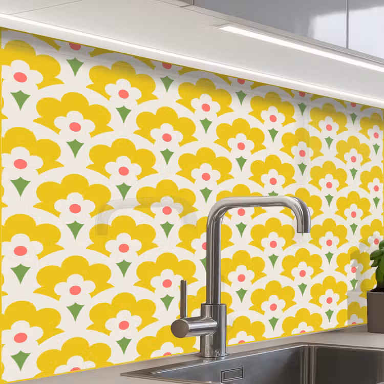 Crédence cuisine - Design - Rétro - Seventies - Jaune — 1