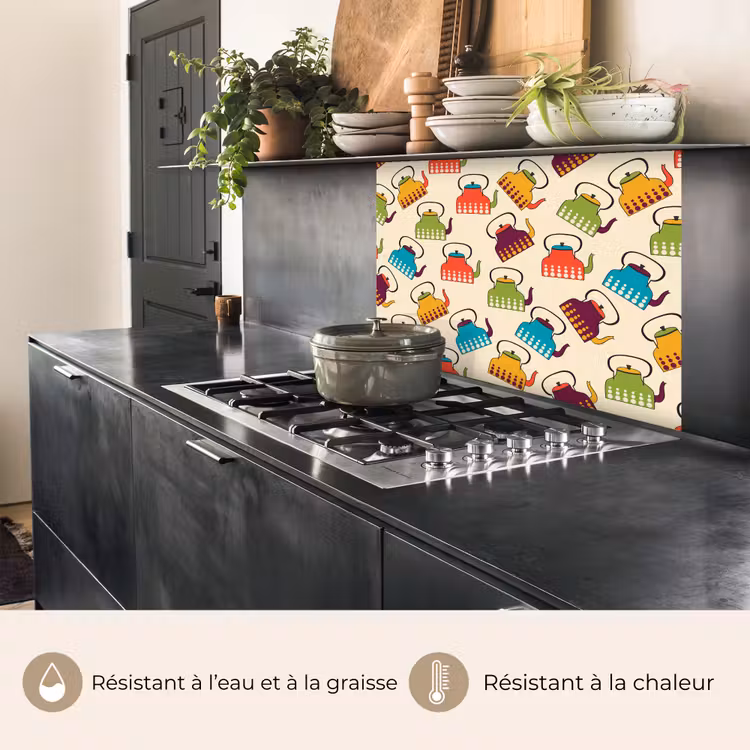 Crédence cuisine - Design - Rétro - Théière - Couleurs — 4