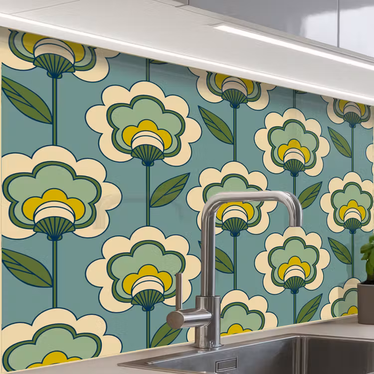 Crédence cuisine - Rétro - Design - 1970 - Fleur — 1