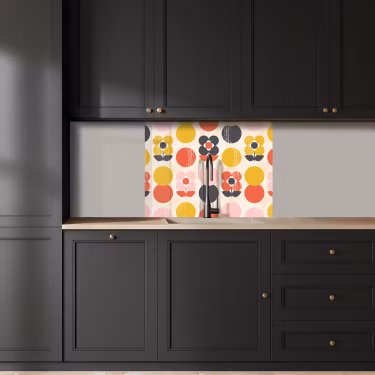 Crédence cuisine - Rétro - Design - Fleurs - Pastel — 5