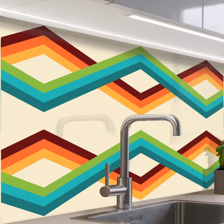 Crédence cuisine - Rétro - Rayures - Design - Seventies — 1