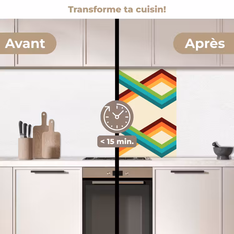 Crédence cuisine - Rétro - Rayures - Design - Seventies — 2