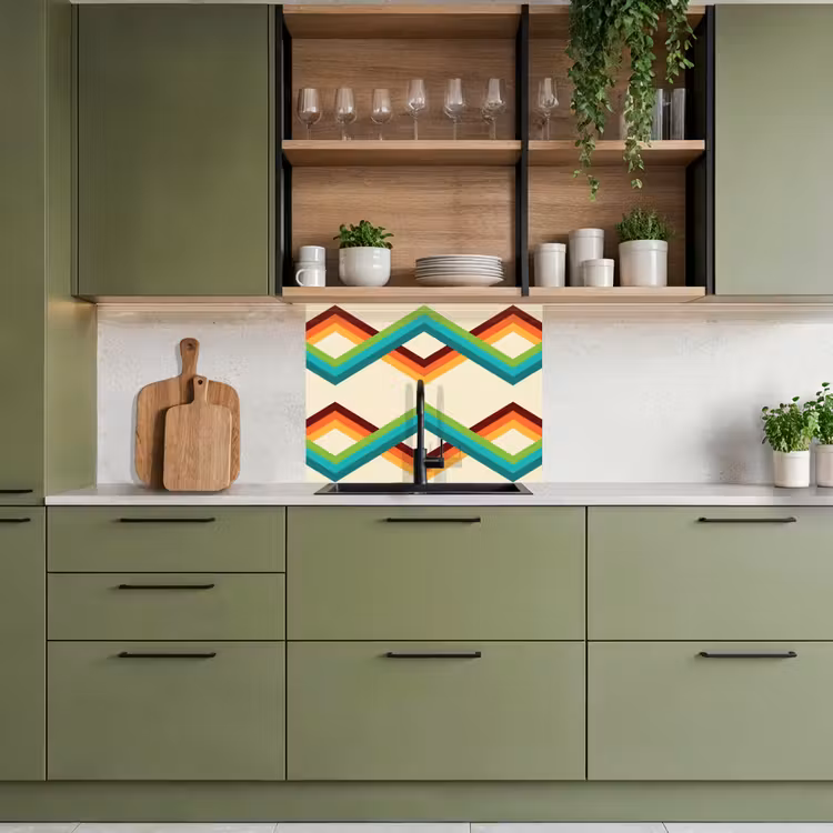 Crédence cuisine - Rétro - Rayures - Design - Seventies — 7
