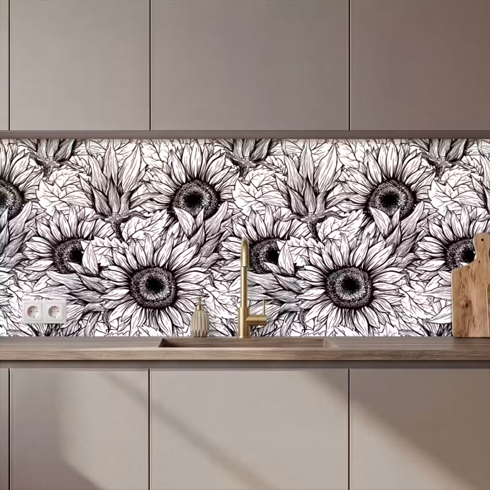 Crédence cuisine - Fleurs - Tournesol - Motif — 1