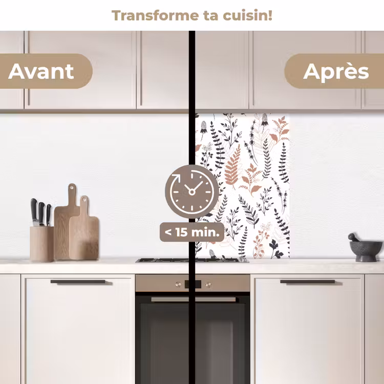 Crédence cuisine - Feuilles - Fleurs - Design — 2