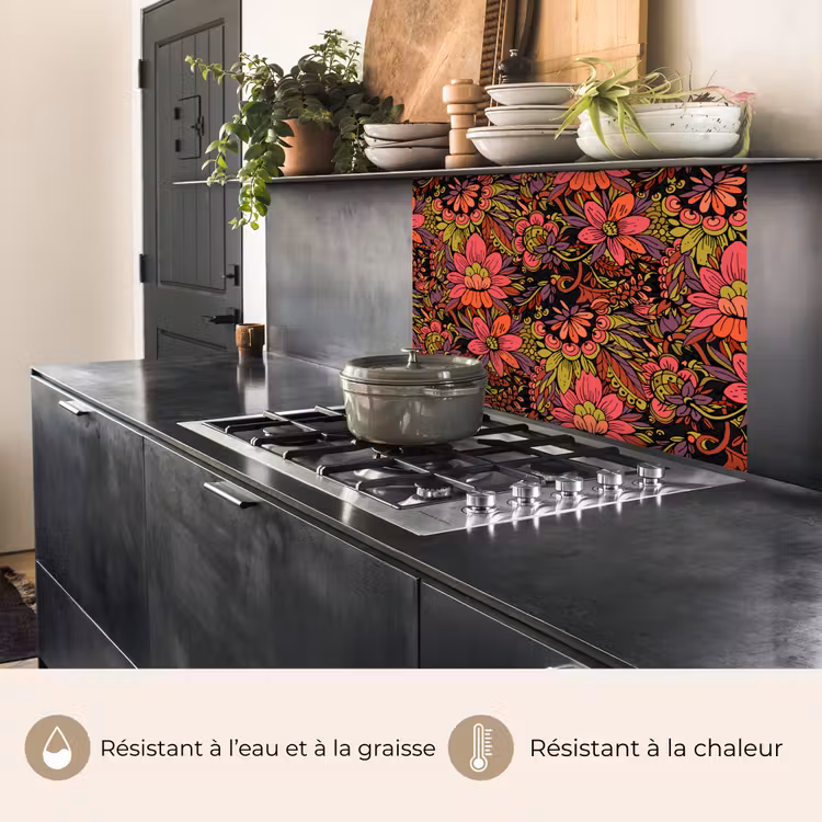 Crédence cuisine - Fleurs - Feuilles - Design — 4