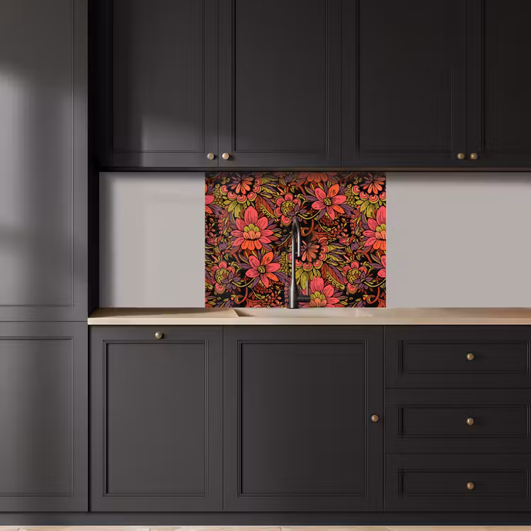 Crédence cuisine - Fleurs - Feuilles - Design — 5
