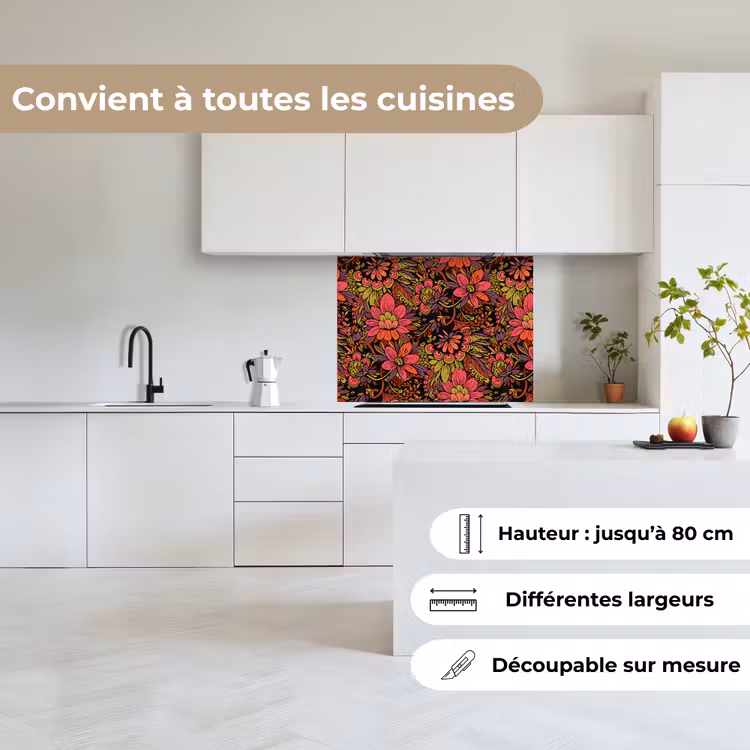 Crédence cuisine - Fleurs - Feuilles - Design — 6