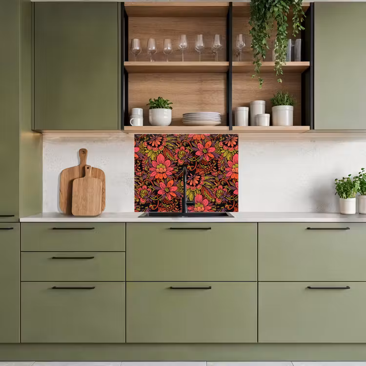 Crédence cuisine - Fleurs - Feuilles - Design — 7
