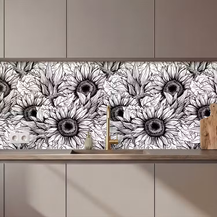 Crédence cuisine - Fleurs - Tournesol - Motif — 1