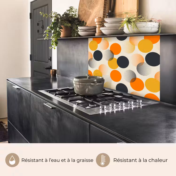 Crédence cuisine - Polka dot - Design - Retro - Orange — 4