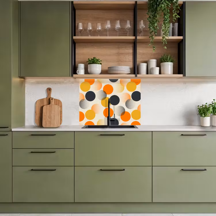 Crédence cuisine - Polka dot - Design - Retro - Orange — 7