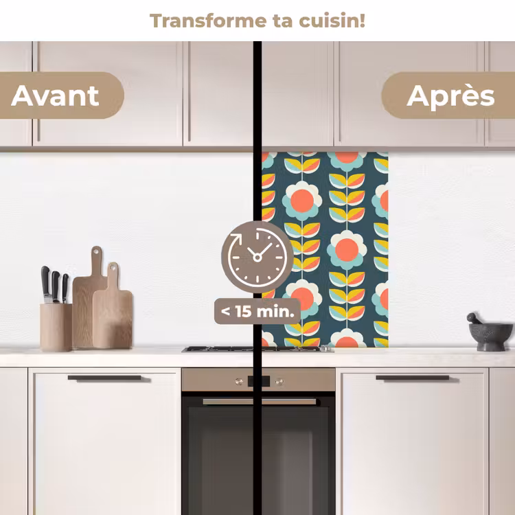 Crédence cuisine - Rétro - Fleurs - Scandinave — 2
