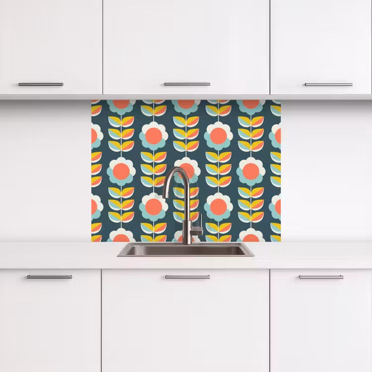 Crédence cuisine - Rétro - Fleurs - Scandinave — 3
