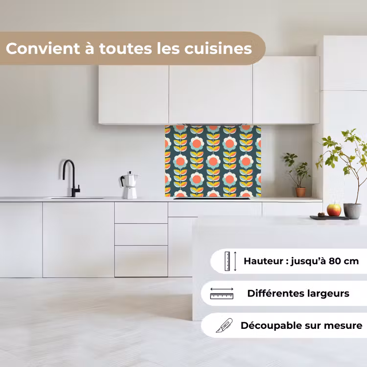 Crédence cuisine - Rétro - Fleurs - Scandinave — 6