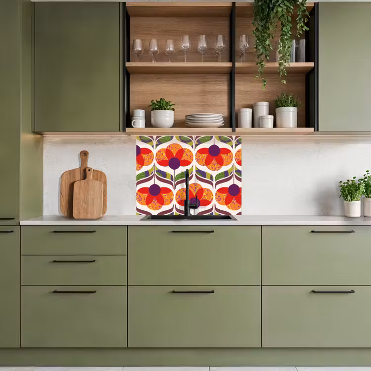 Crédence cuisine - Rétro - Flower Power - Vintage - Couleurs — 7