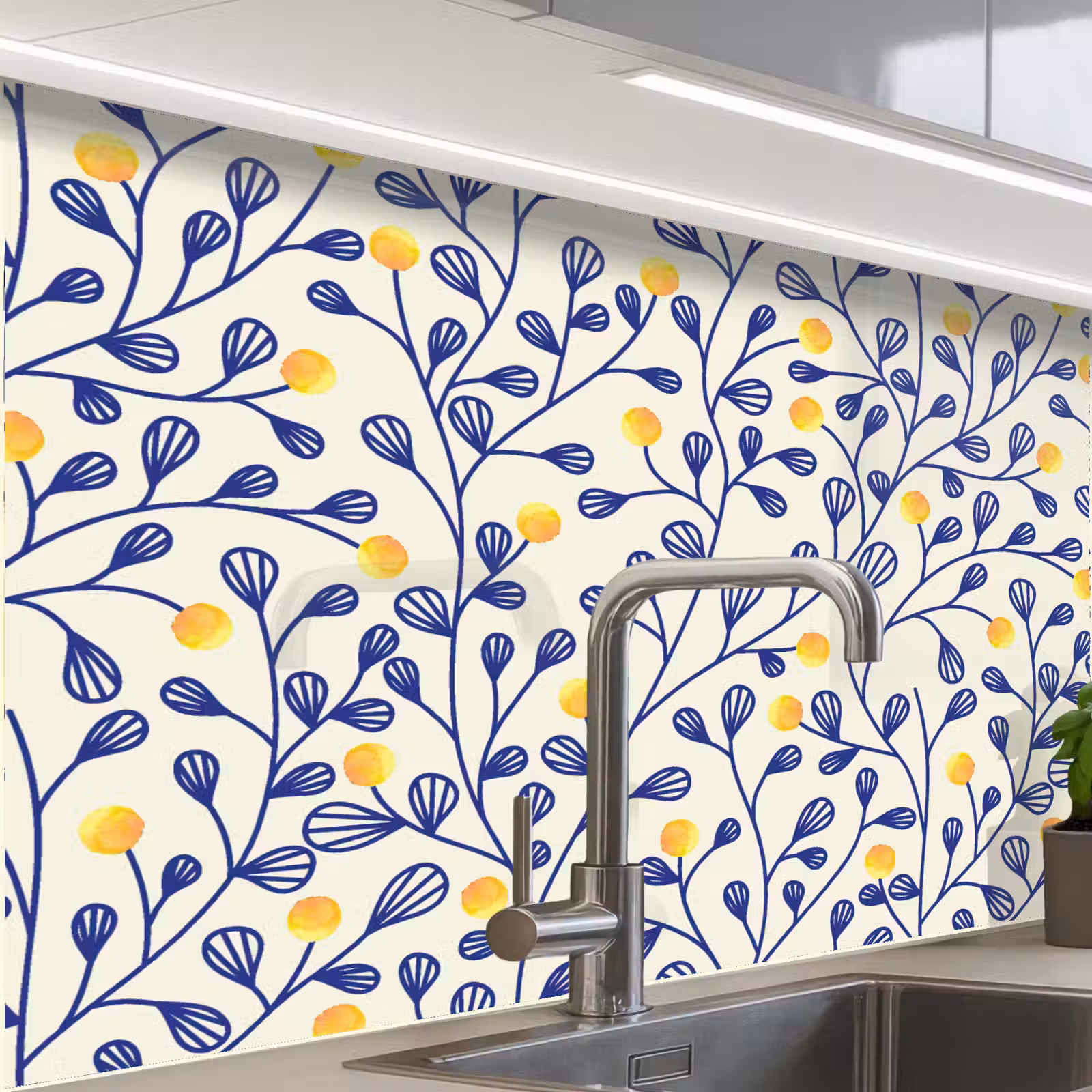 Crédence cuisine - Motifs - Jaune - Minimaliste — 1