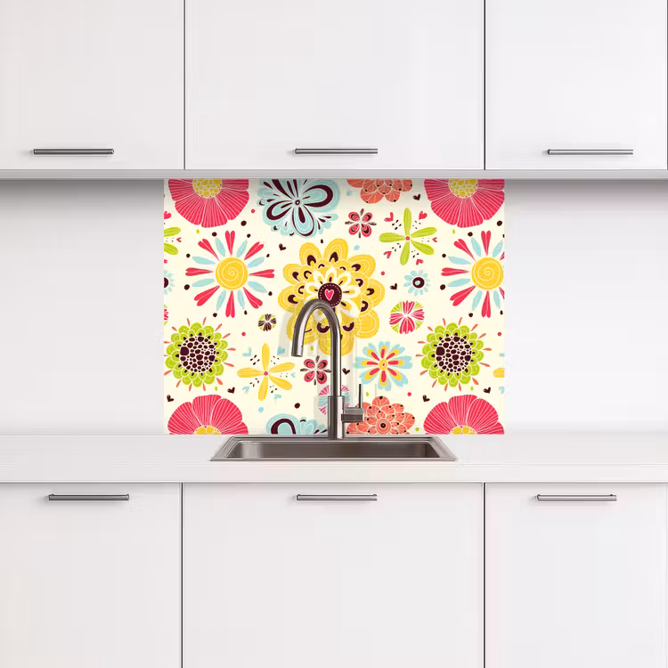 Crédence cuisine - Coeur - Fleurs - Motifs — 3