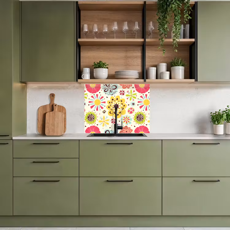 Crédence cuisine - Coeur - Fleurs - Motifs — 7
