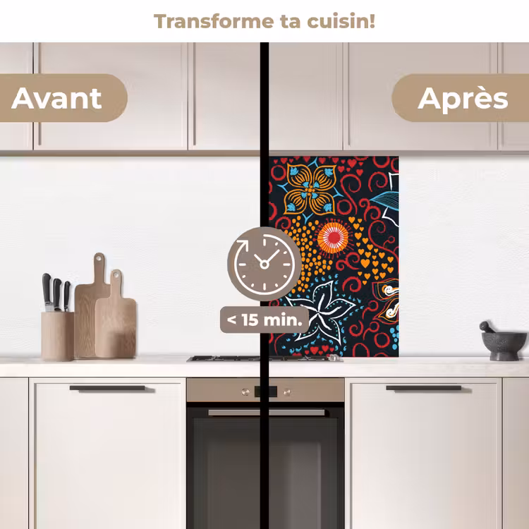 Crédence cuisine - Fleurs - Rouge - Motifs — 2