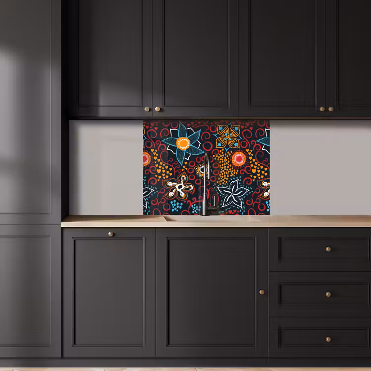 Crédence cuisine - Fleurs - Rouge - Motifs — 5