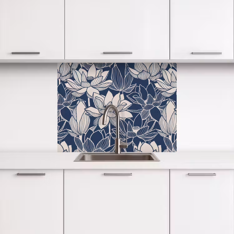 Crédence cuisine - Lotus - Bleu - Motifs — 3