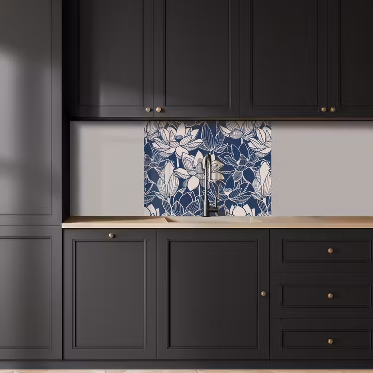 Crédence cuisine - Lotus - Bleu - Motifs — 5