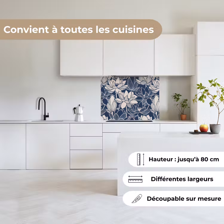 Crédence cuisine - Lotus - Bleu - Motifs — 6