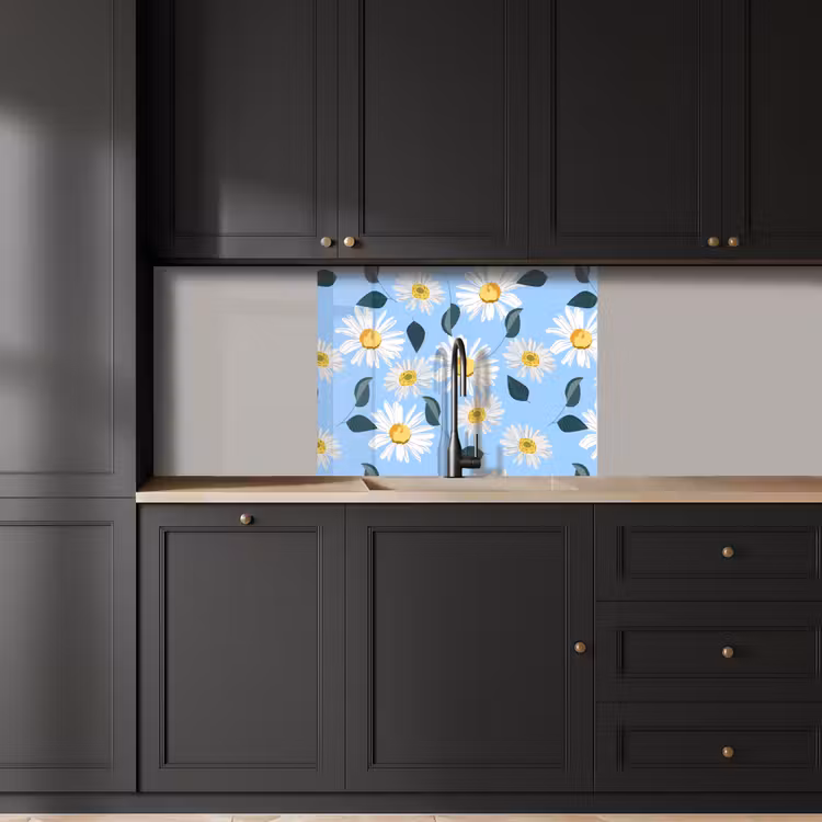 Crédence cuisine - Marguerites - Bleu - Motif — 5